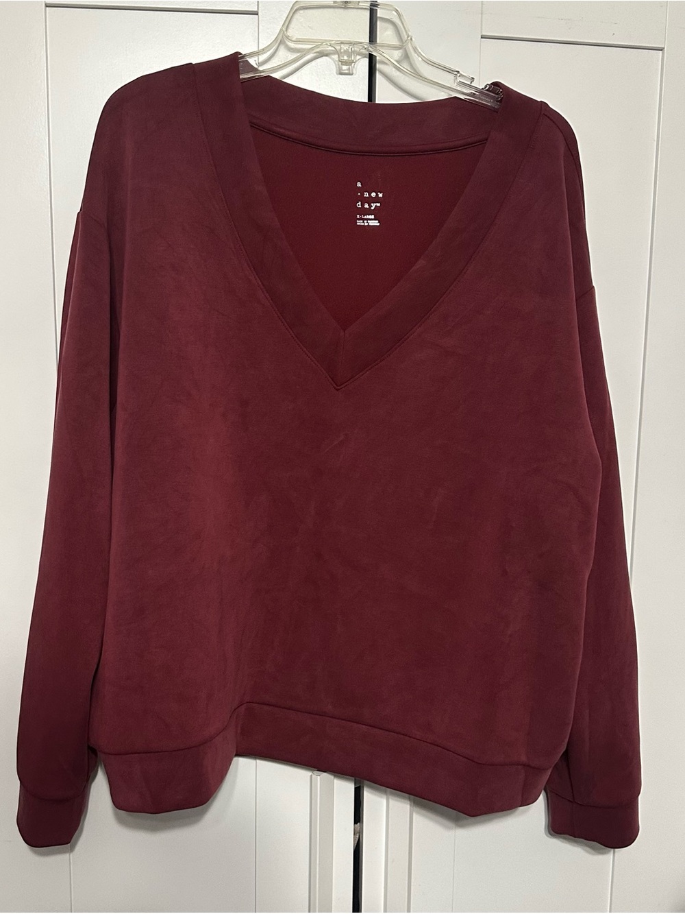 a new day V-Neck Sweater - Burgundy Wine